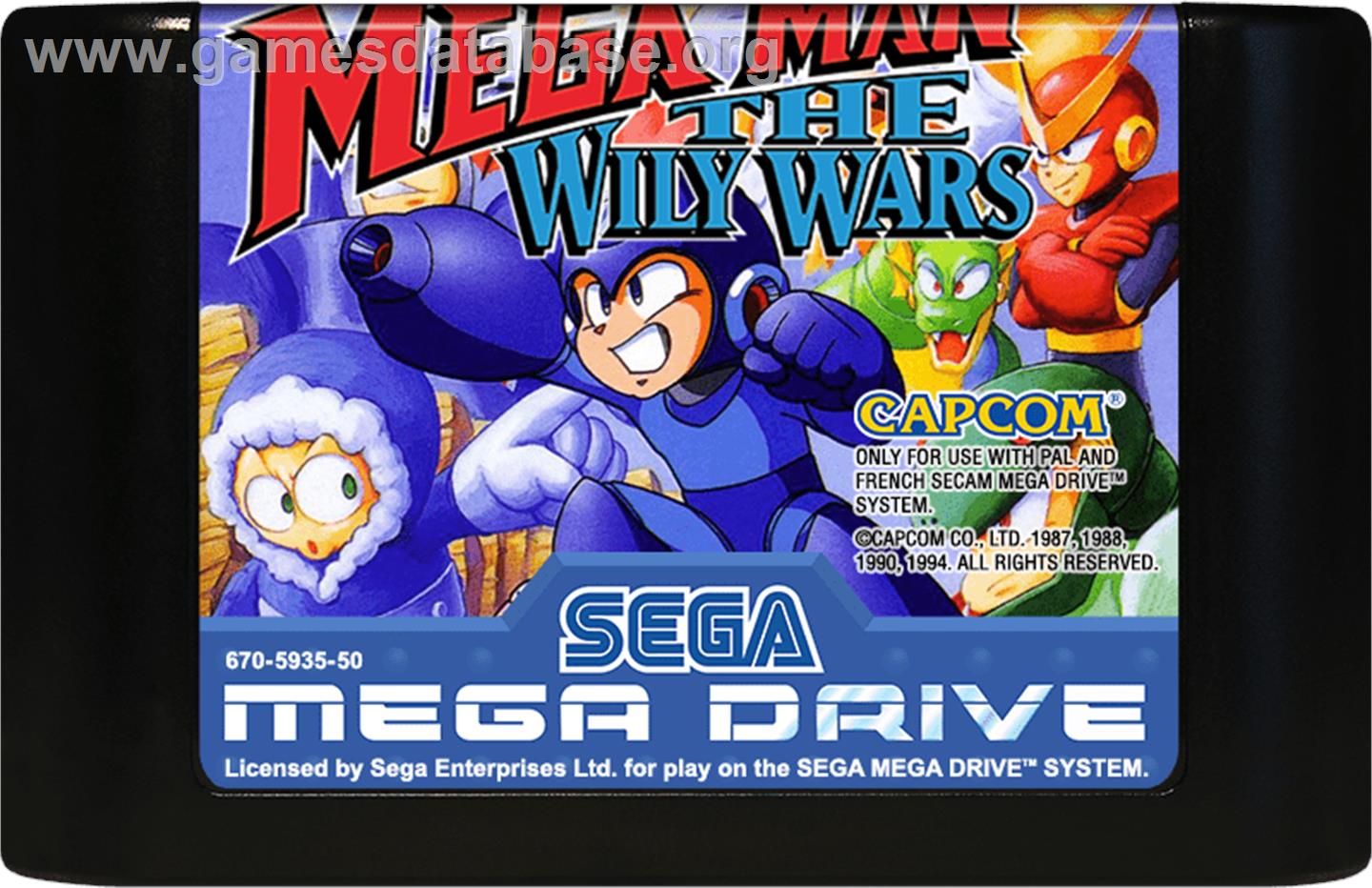 Mega Man - The Wily Wars - Sega Genesis - Artwork - Cartridge