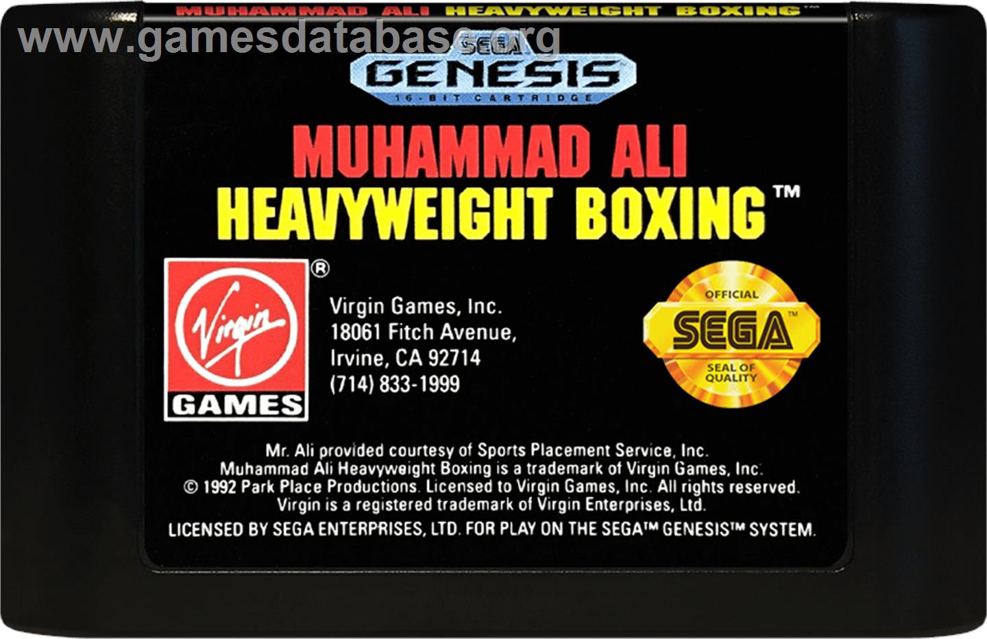 Muhammad Ali Heavyweight Boxing - Sega Genesis - Artwork - Cartridge
