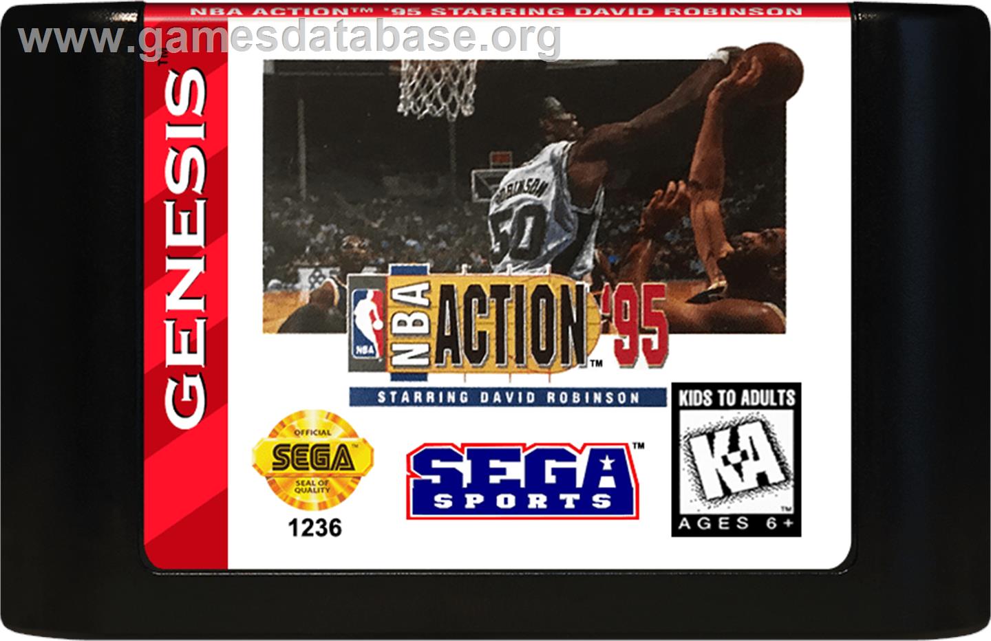 Nba Action '95 Starring David Robinson - Sega Genesis - Artwork - Cartridge