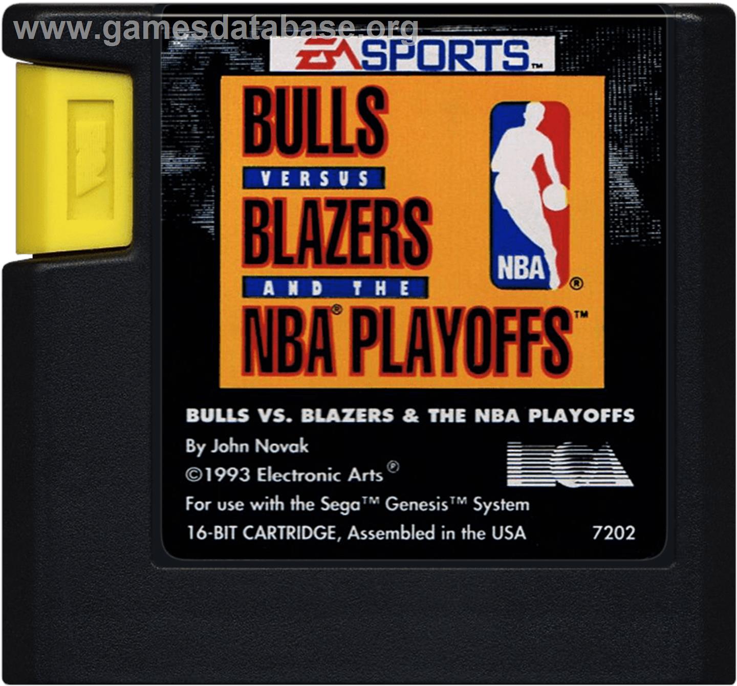 Nba Playoffs - Bulls Vs Blazers - Sega Genesis - Artwork - Cartridge