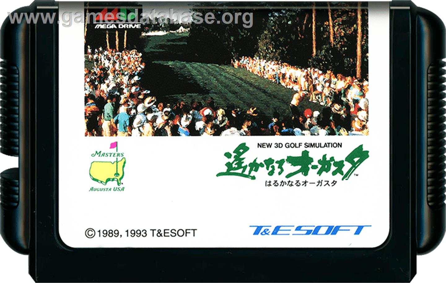 New 3d Golf Simulation - Harukanaru Augusta - Sega Genesis - Artwork - Cartridge