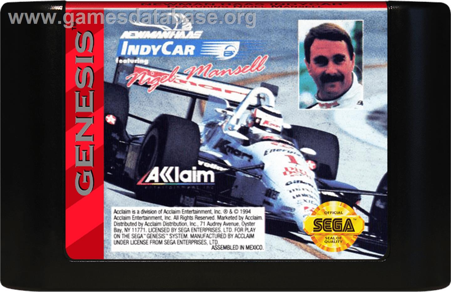 Newman-Haas IndyCar Featuring Nigel Mansell - Sega Genesis - Artwork - Cartridge