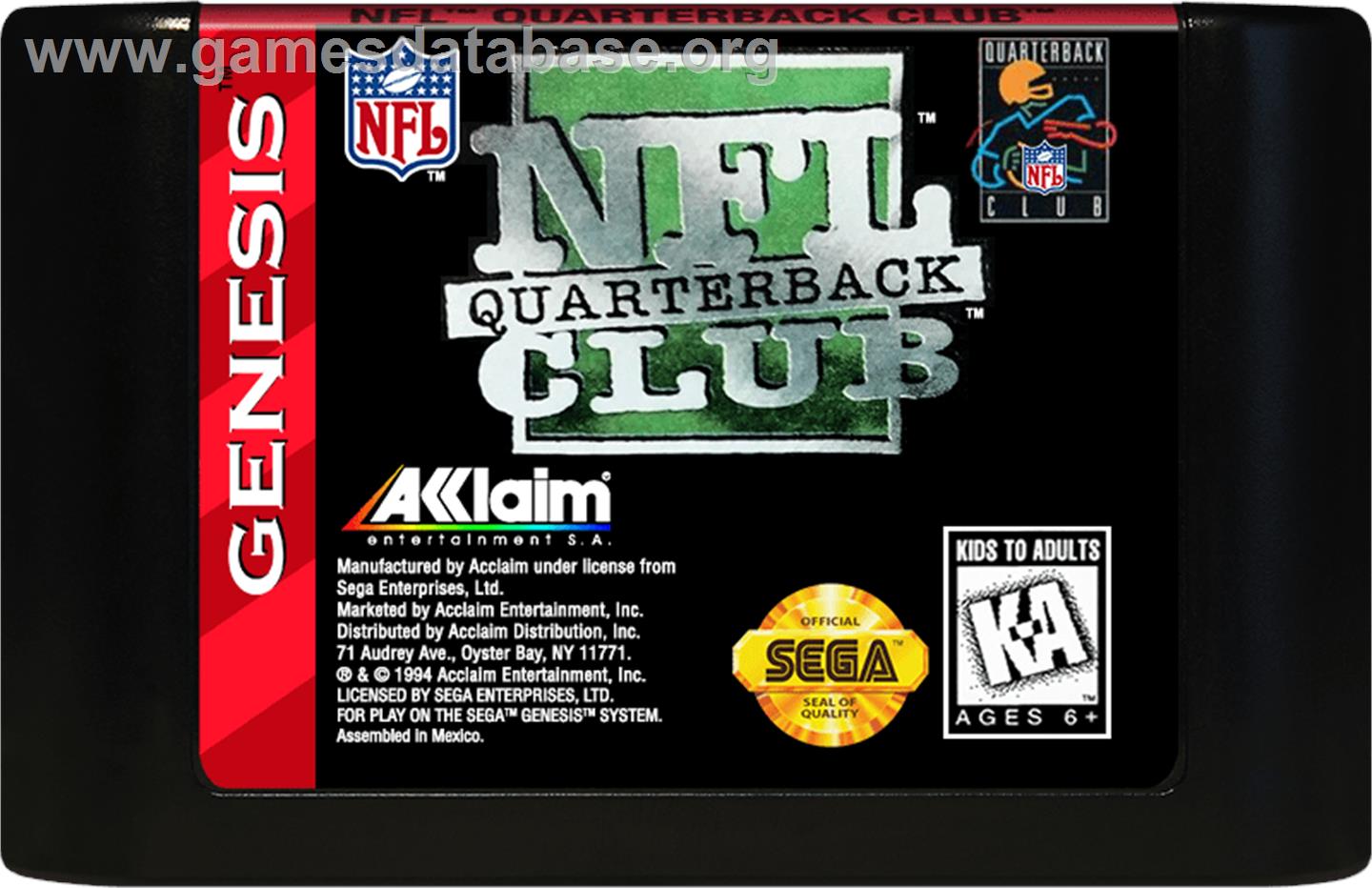 Nfl Quarterback Club '95 - Sega Genesis - Artwork - Cartridge