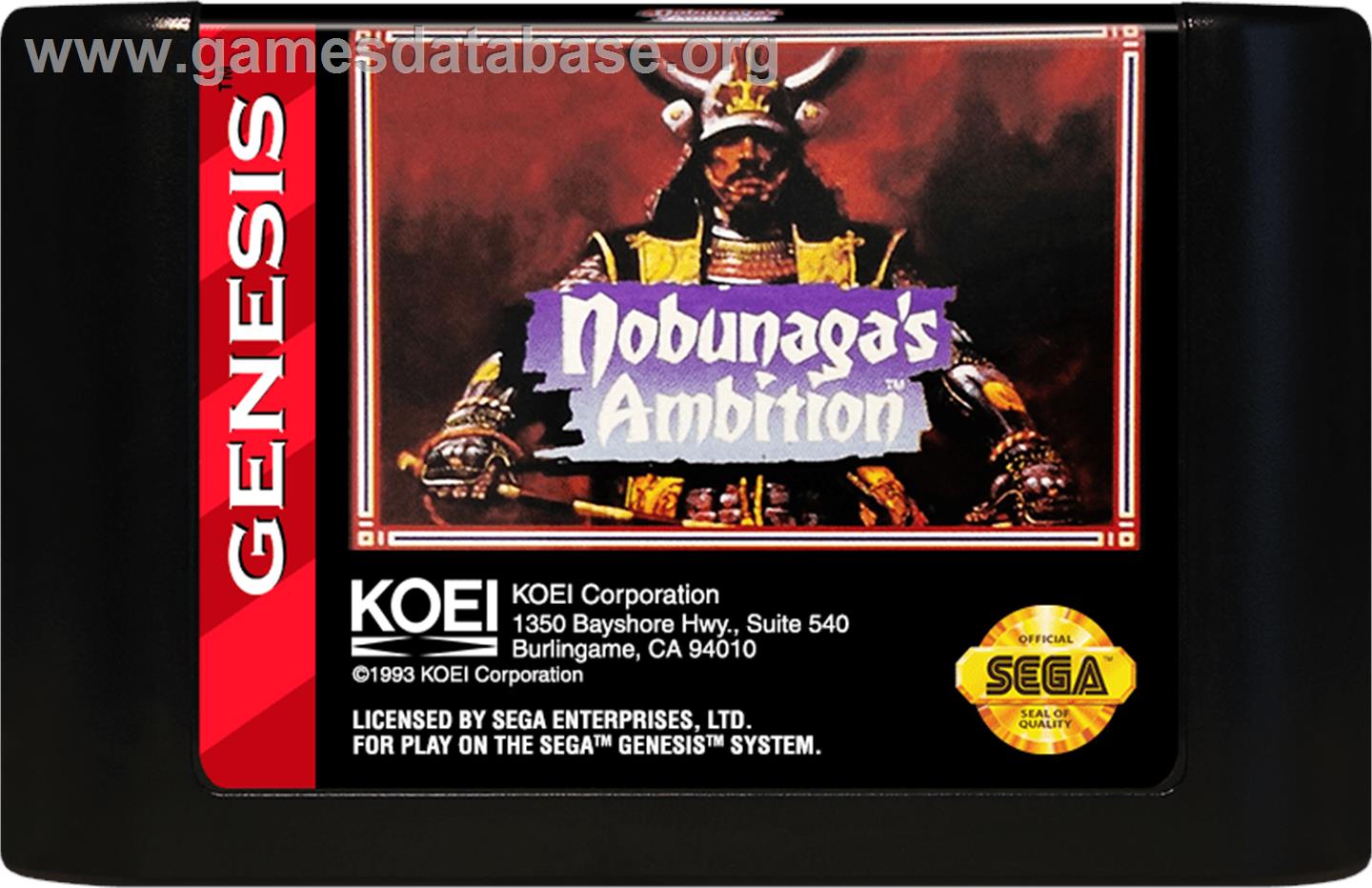 Nobunaga's Ambition - Sega Genesis - Artwork - Cartridge