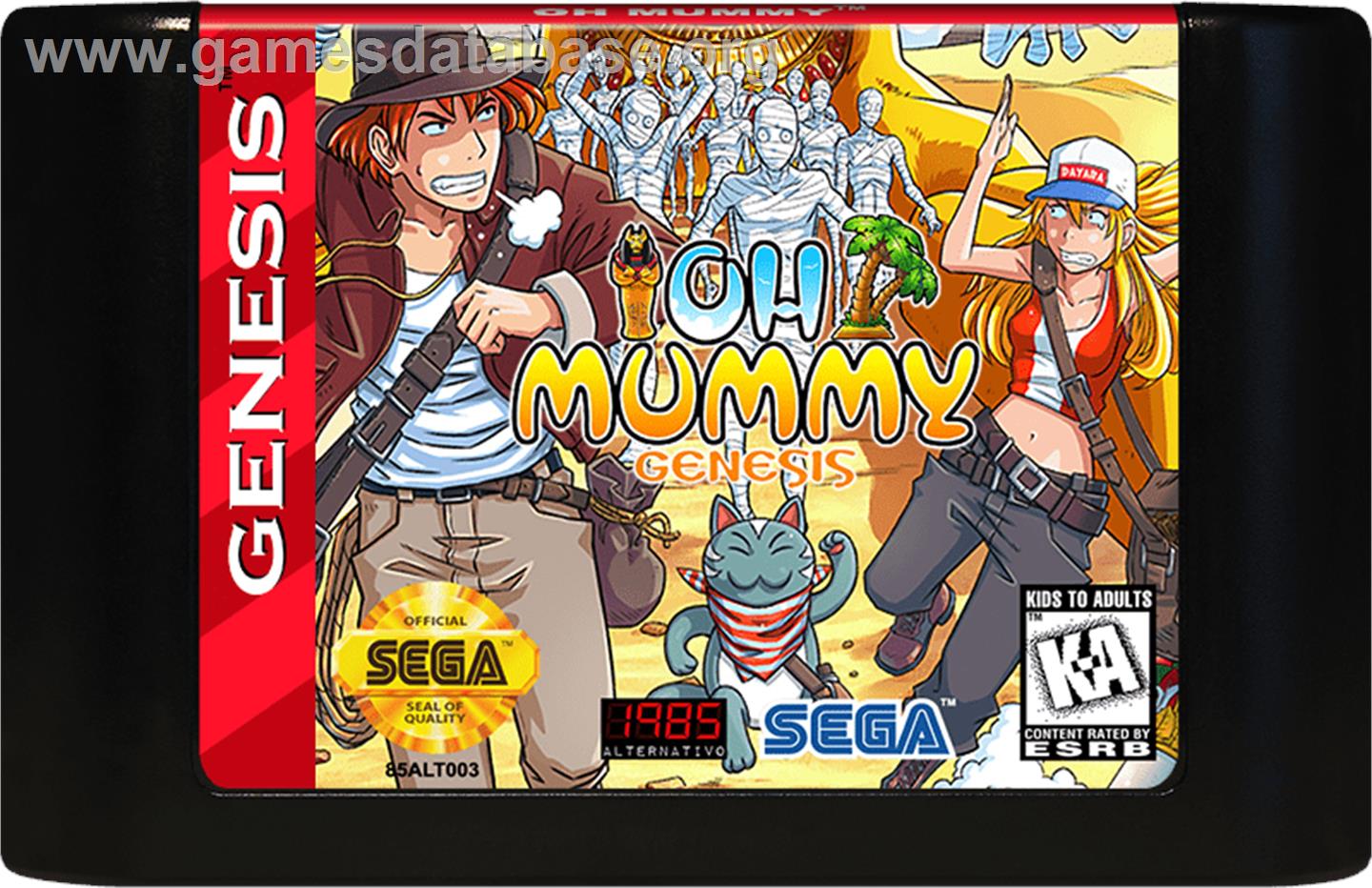 Oh Mummy Genesis - Sega Genesis - Artwork - Cartridge