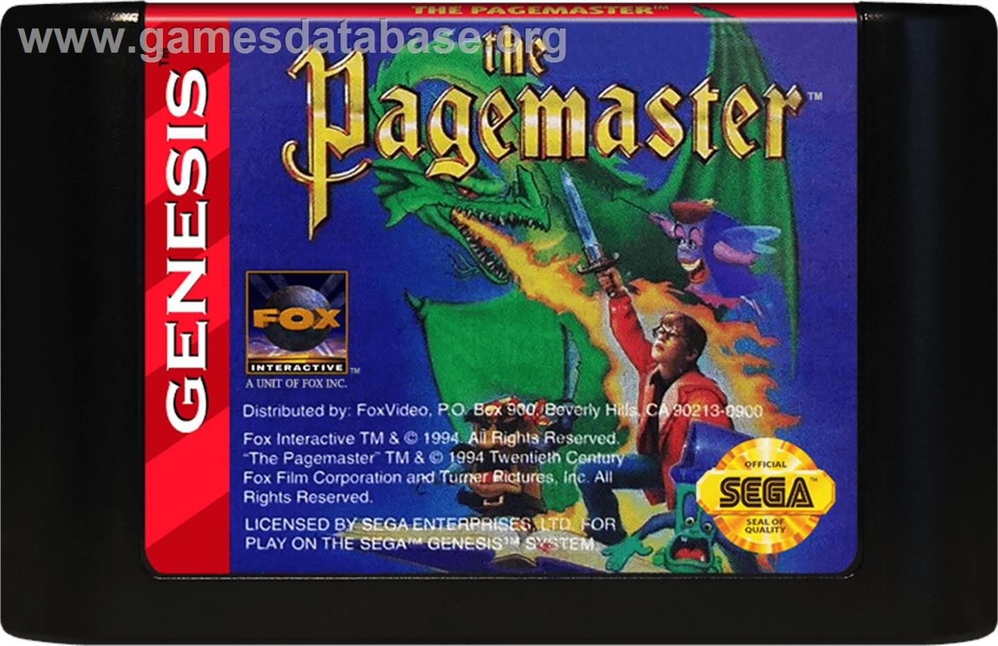 Pagemaster, The - Sega Genesis - Artwork - Cartridge