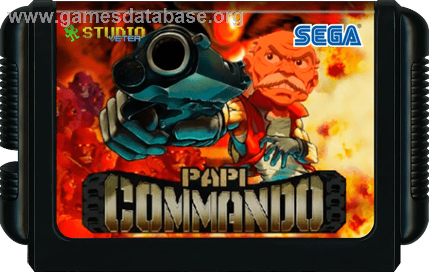 Papi Commando - Sega Genesis - Artwork - Cartridge