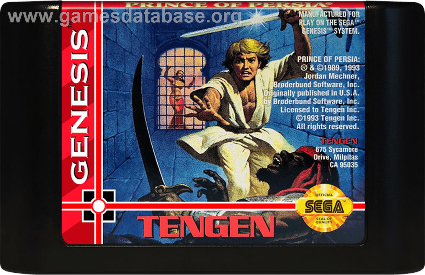 Prince Of Persia - Sega Genesis - Artwork - Cartridge