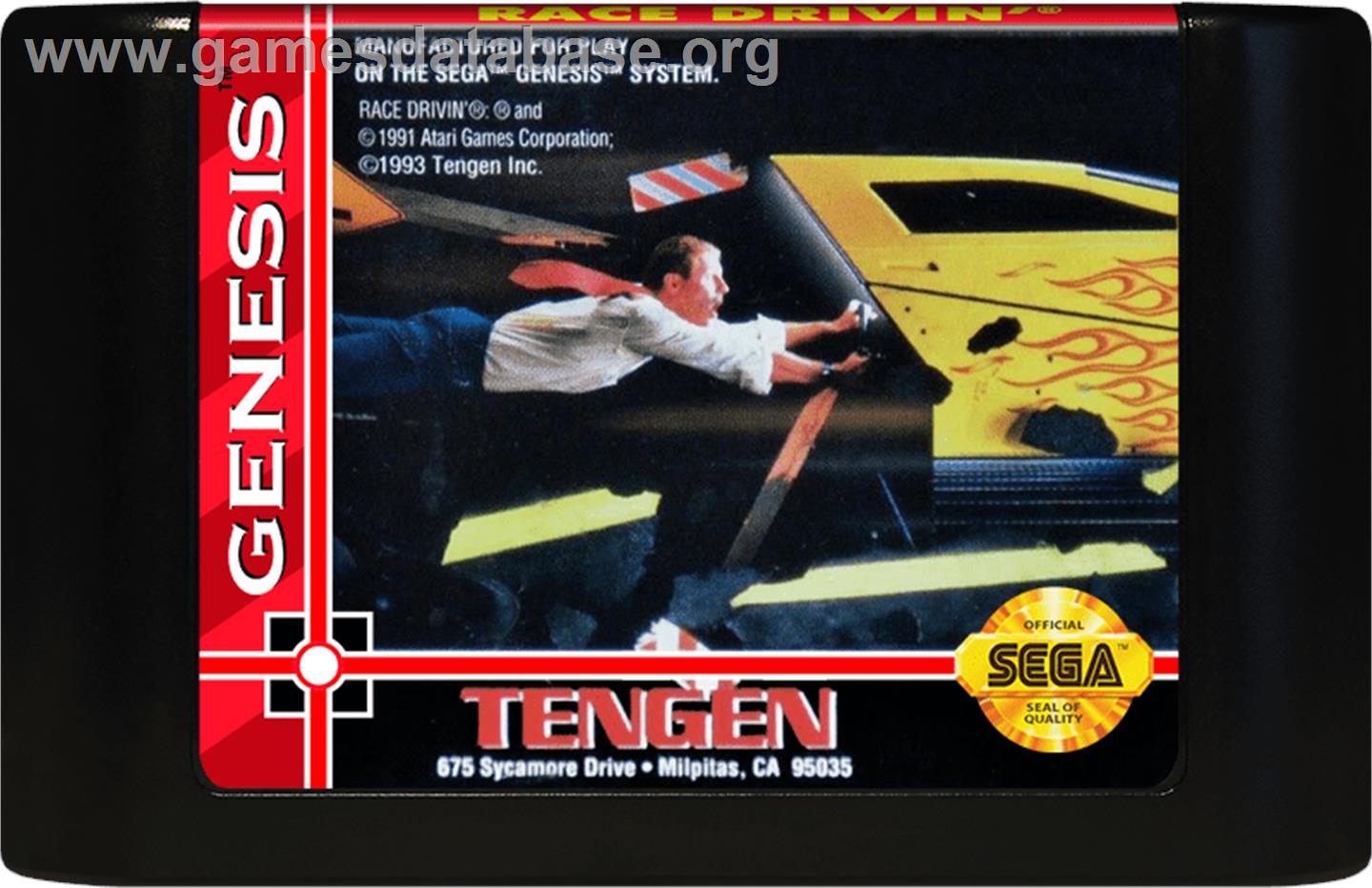 Race Drivin' - Sega Genesis - Artwork - Cartridge