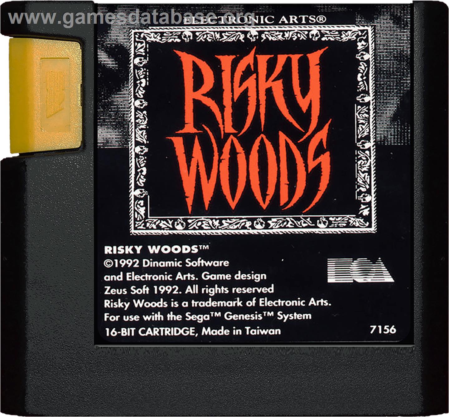 Risky Woods - Sega Genesis - Artwork - Cartridge