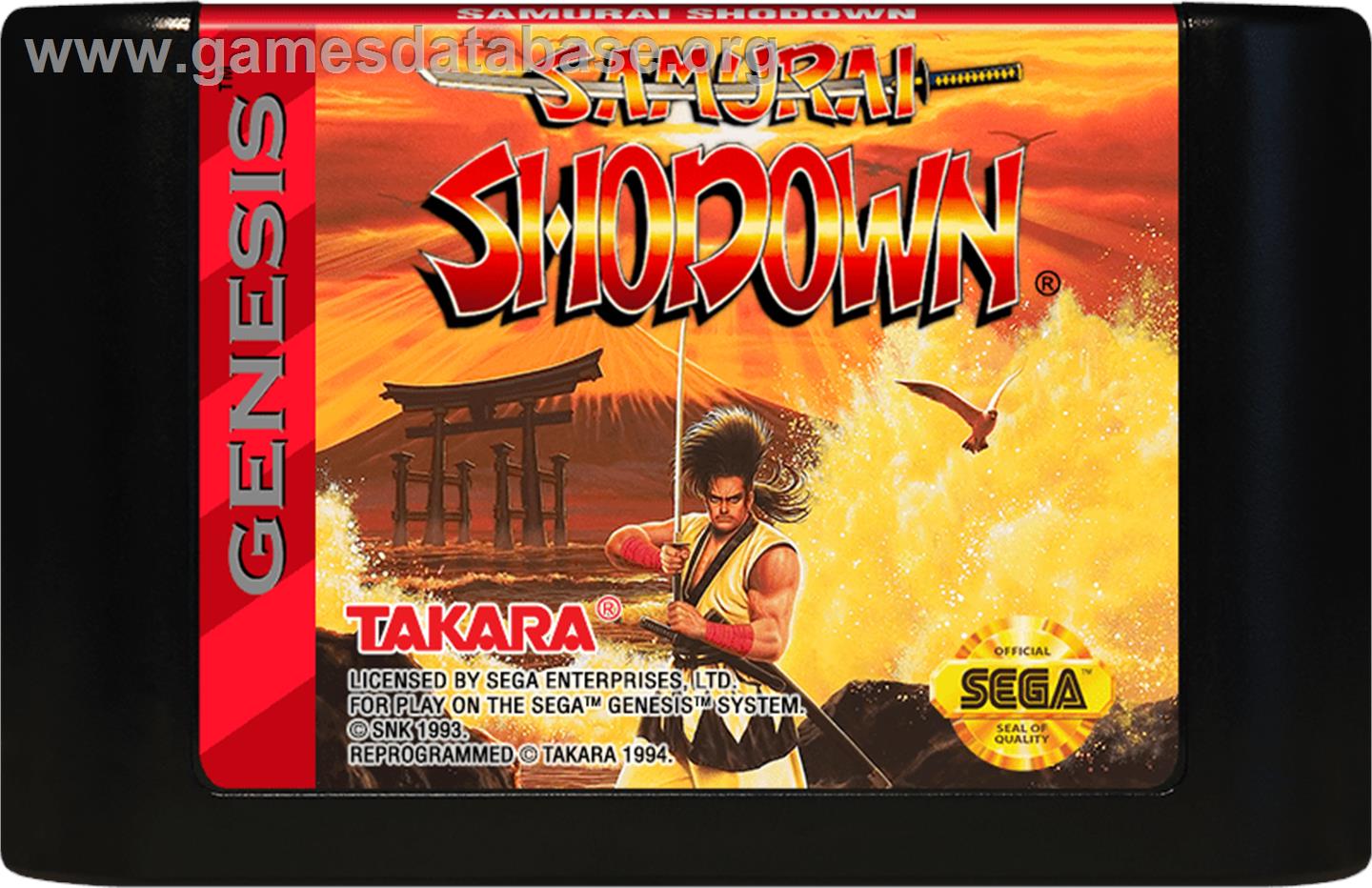 Samurai Shodown - Sega Genesis - Artwork - Cartridge