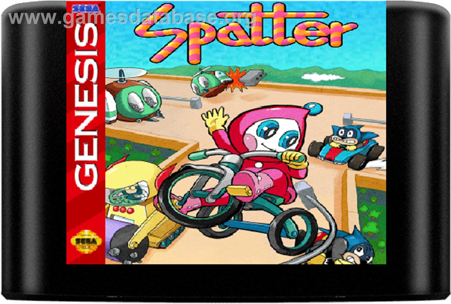 Sanrin San-chan - Spatter - Sega Genesis - Artwork - Cartridge