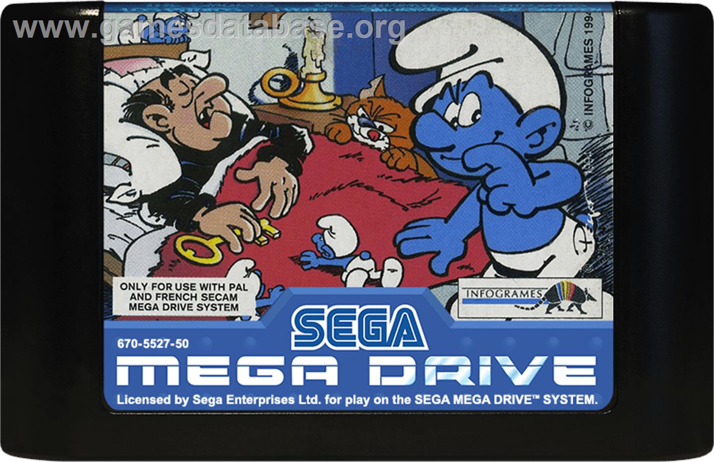 Schtroumpfs, Les - Sega Genesis - Artwork - Cartridge