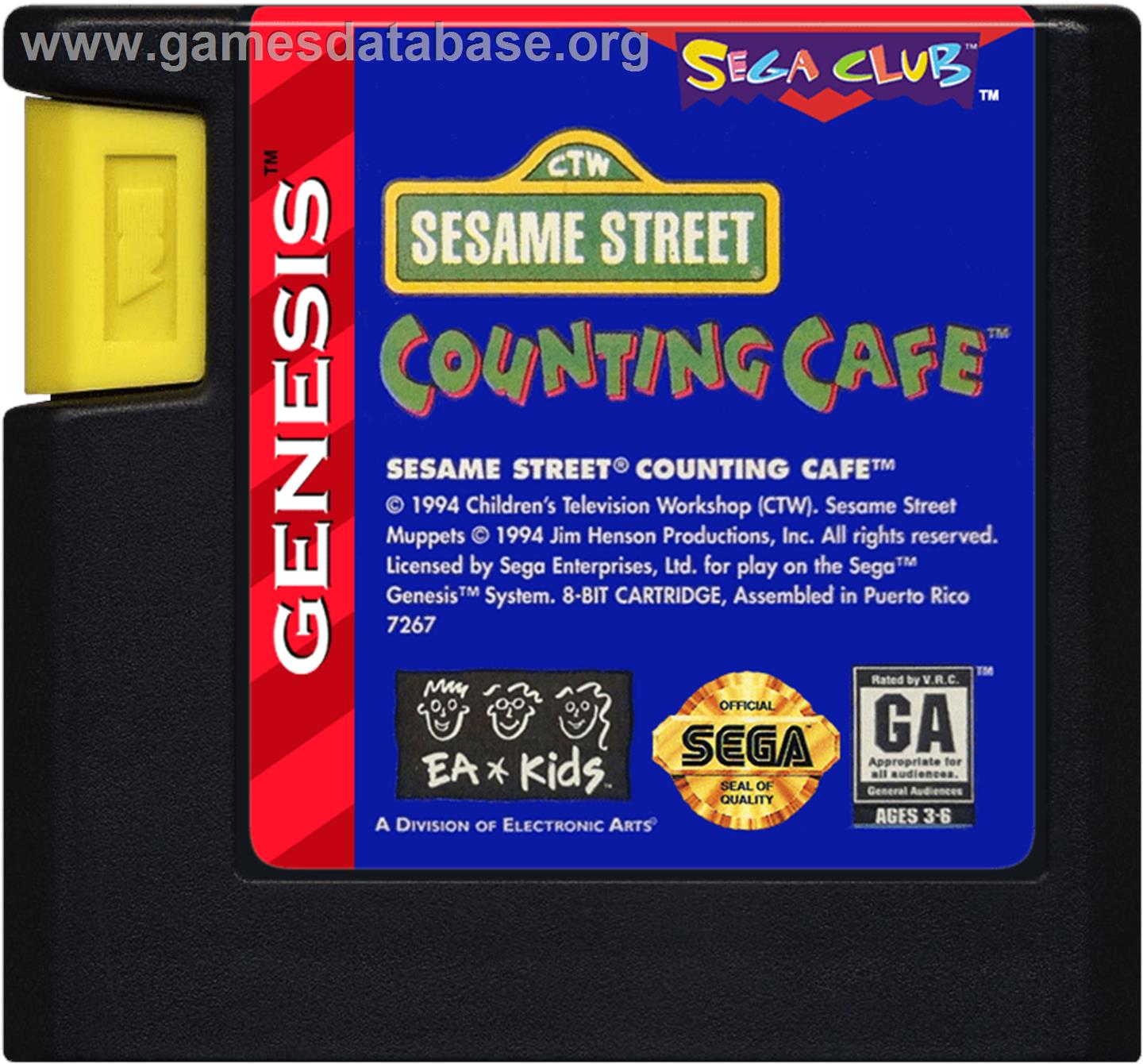 Sesame Street Counting Cafe - Sega Genesis - Artwork - Cartridge