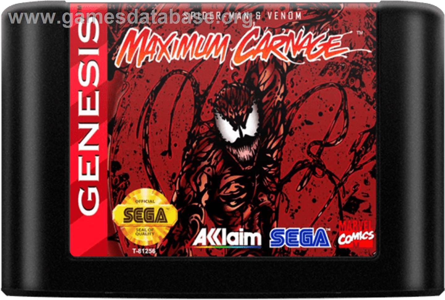 Spider-man And Venom - Maximum Carnage - Sega Genesis - Artwork - Cartridge