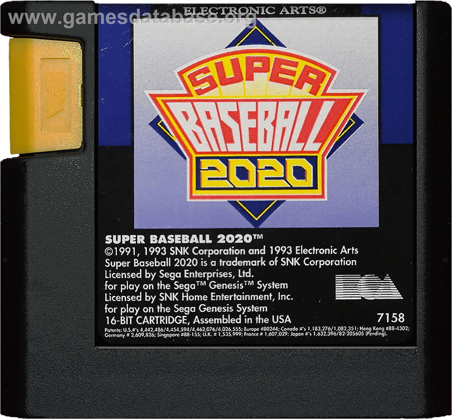 Super Baseball 2020 - Sega Genesis - Artwork - Cartridge
