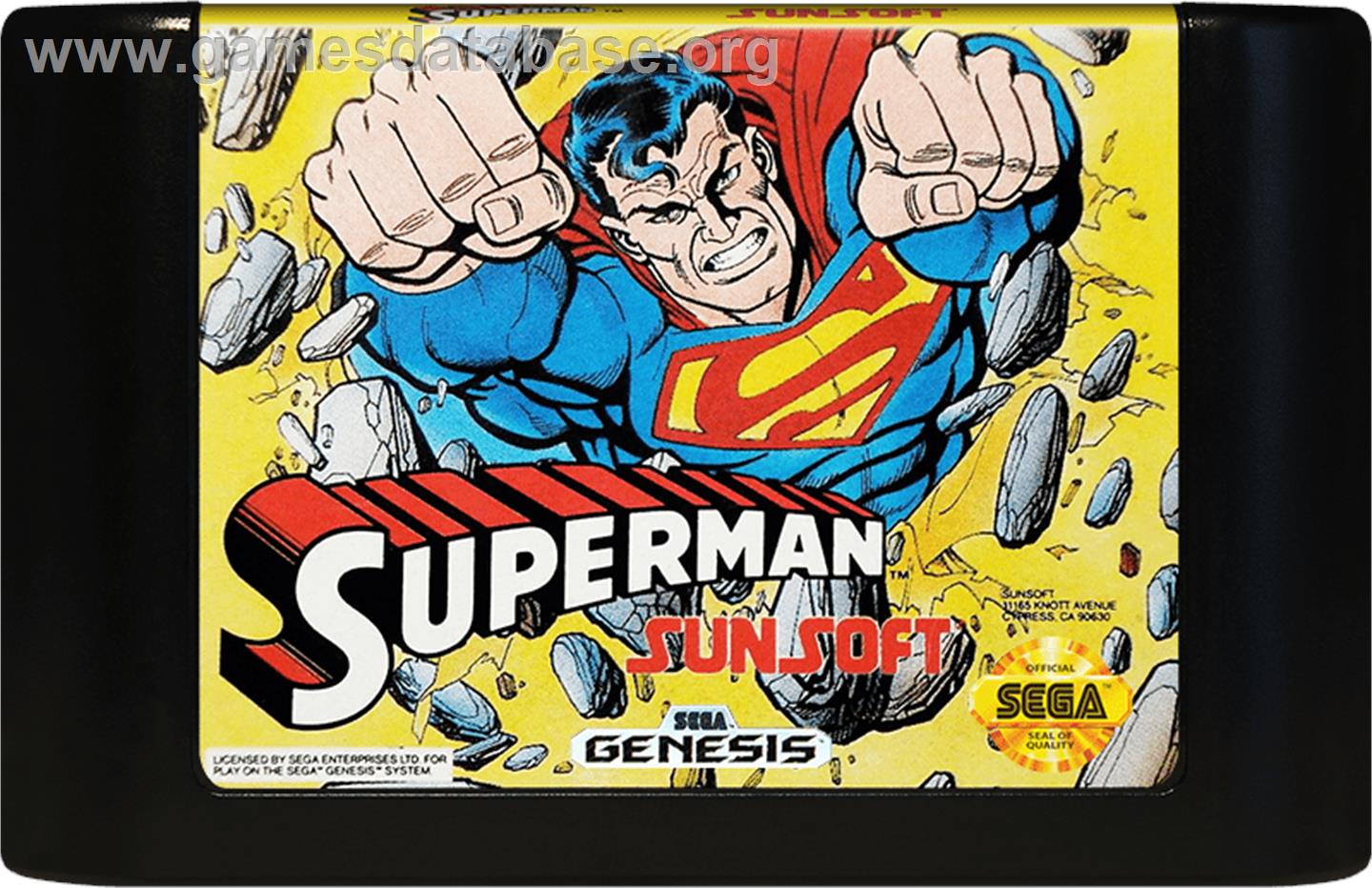 Superman - The Man Of Steel - Sega Genesis - Artwork - Cartridge