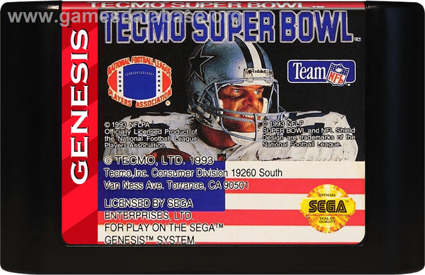 Tecmo Super Bowl - Sega Genesis - Artwork - Cartridge