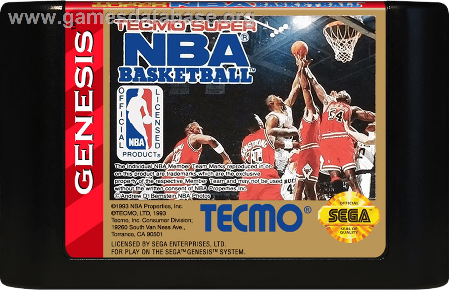 Tecmo Super Nba Basketball - Sega Genesis - Artwork - Cartridge