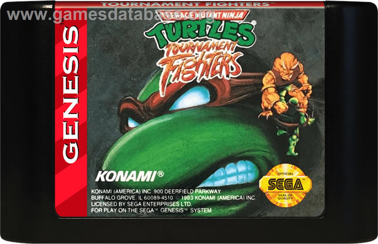 Teenage Mutant Ninja Turtles - Tournament Fighters - Sega Genesis - Artwork - Cartridge