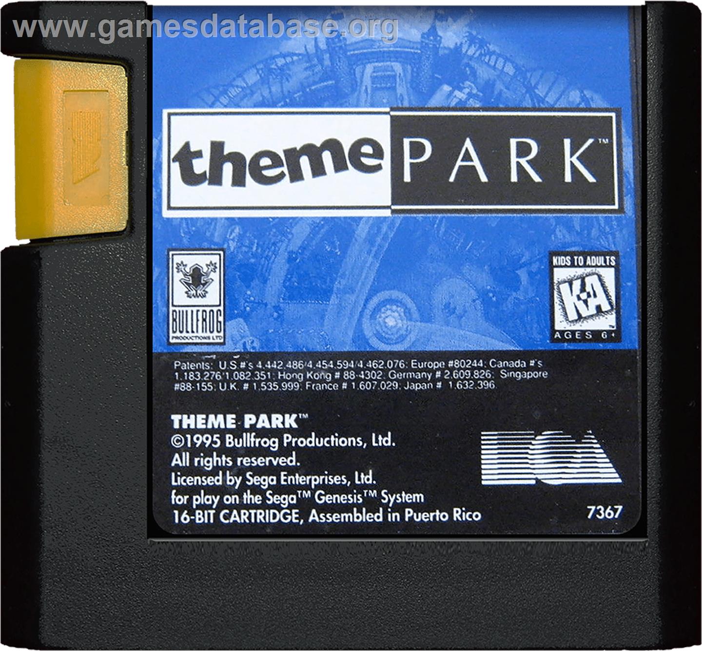 Theme Park - Sega Genesis - Artwork - Cartridge