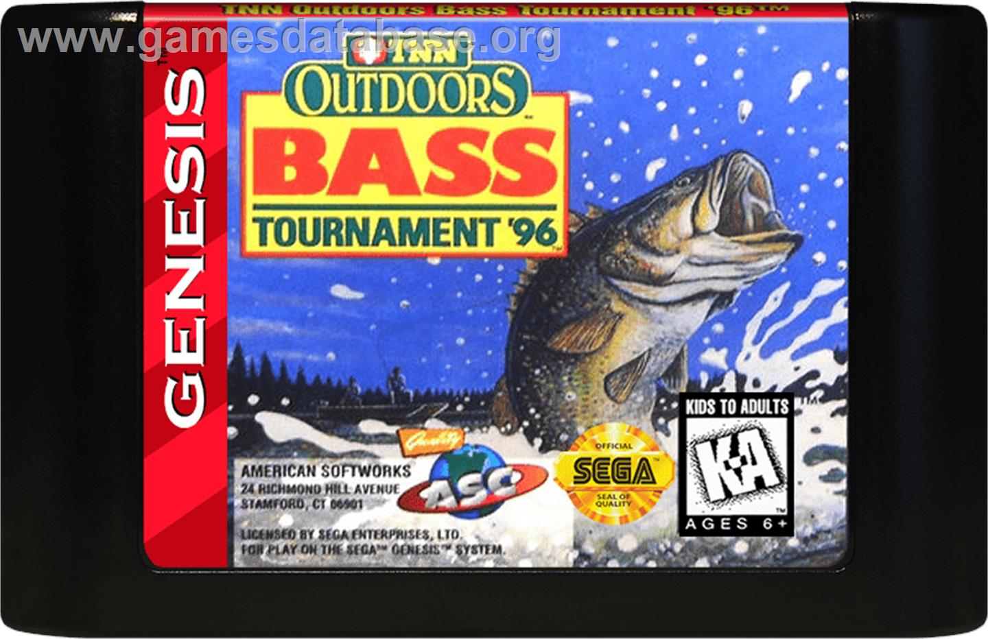 Tnn Outdoors - Bass Tournament '96 - Sega Genesis - Artwork - Cartridge