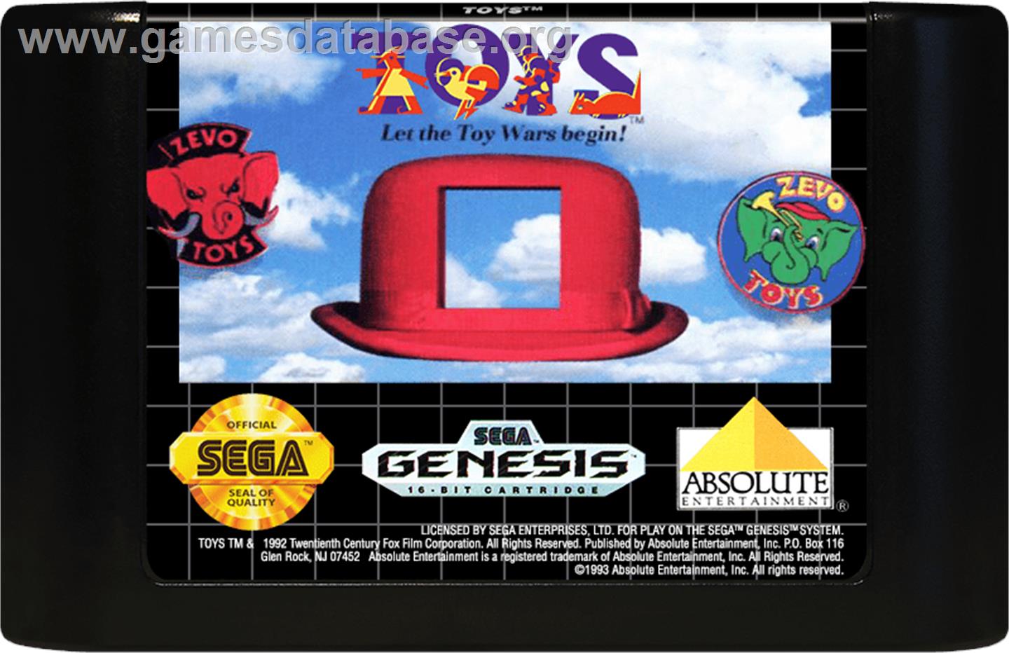 Toys - Sega Genesis - Artwork - Cartridge