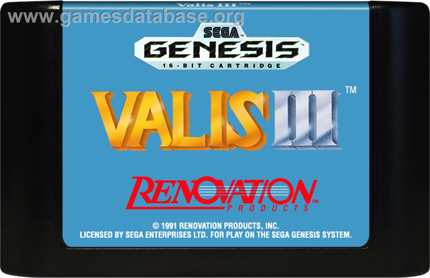 Valis 3 - Sega Genesis - Artwork - Cartridge