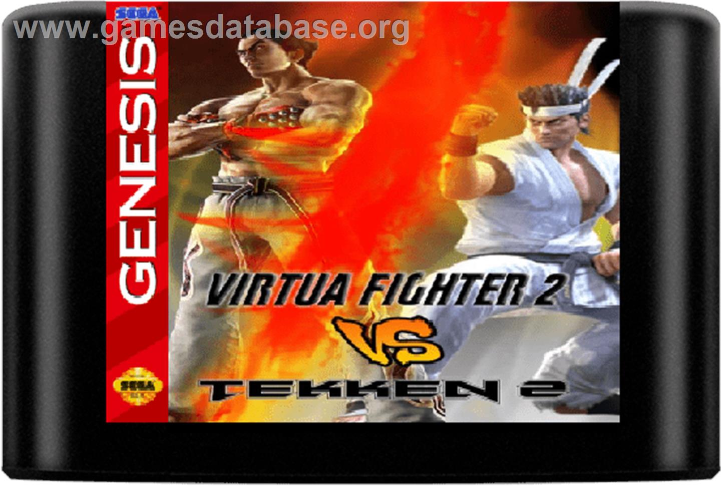 Virtua Fighter 2 Vs Tekken 2 - Sega Genesis - Artwork - Cartridge