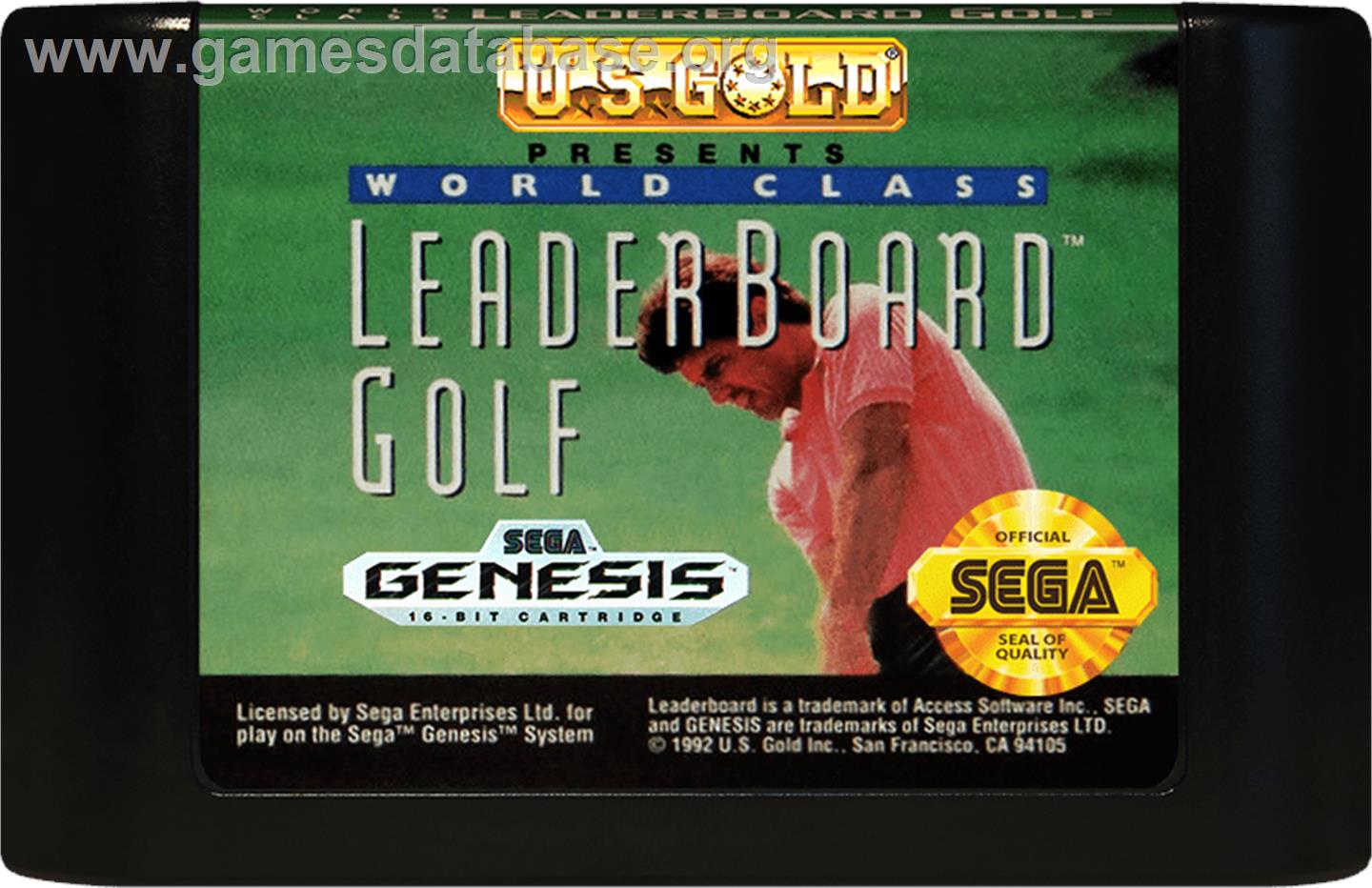 World Class Leader Board - Sega Genesis - Artwork - Cartridge