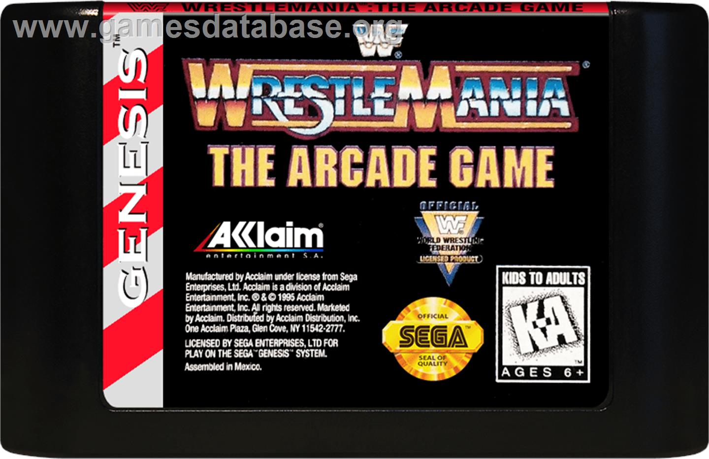 Wwf Wrestlemania - The Arcade Game - Sega Genesis - Artwork - Cartridge