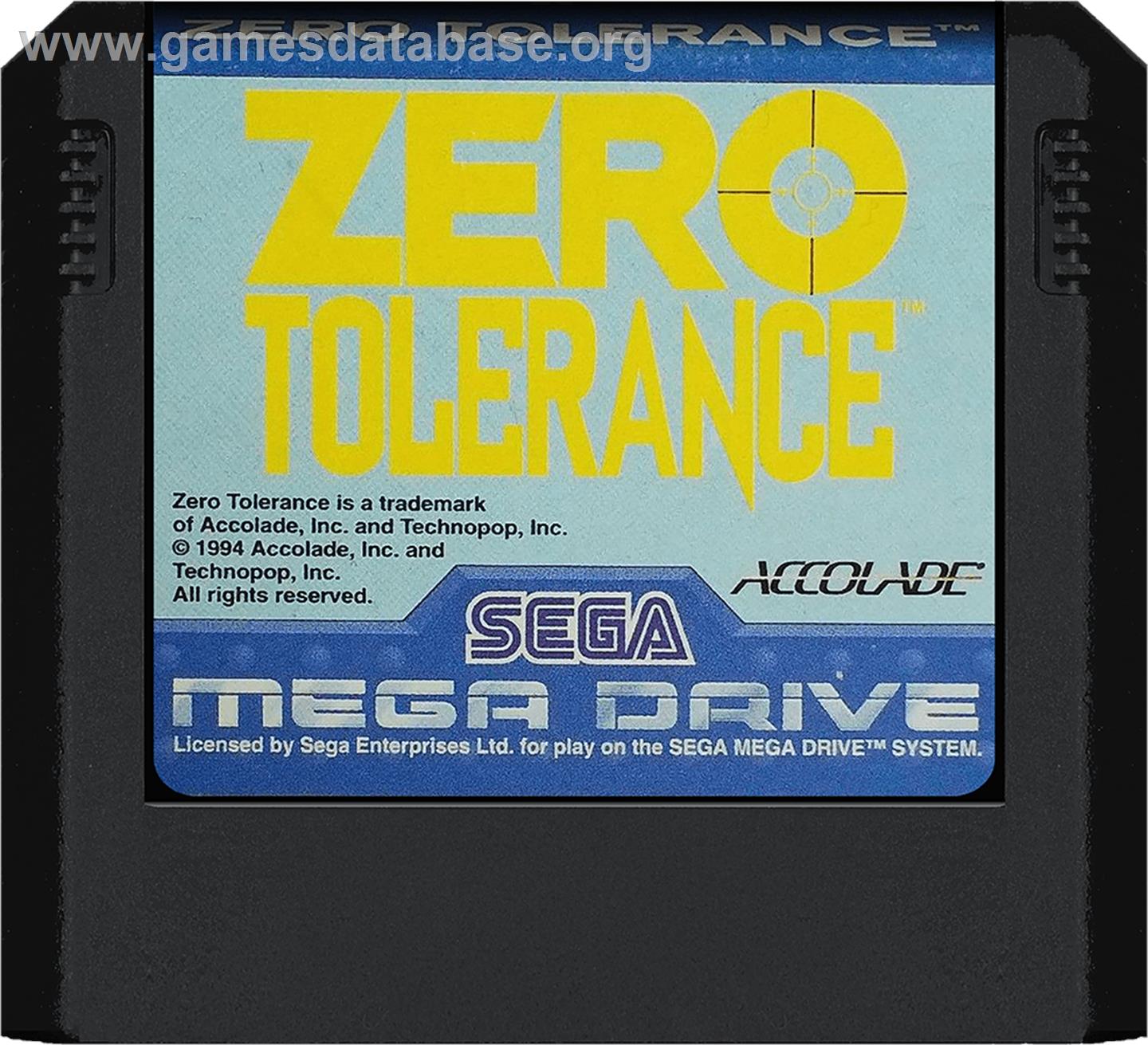Zero Tolerance - Sega Genesis - Artwork - Cartridge