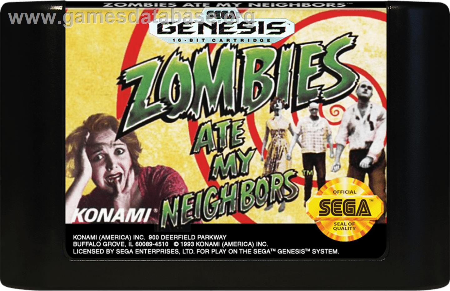 Zombies Ate My Neighbors - Sega Genesis - Artwork - Cartridge