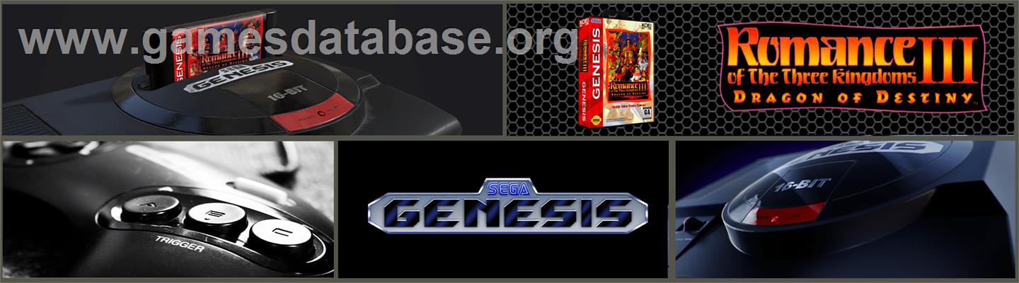 Romance of the Three Kingdoms III: Dragon of Destiny - Sega Genesis - Artwork - Marquee