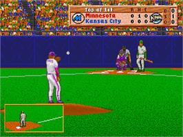 In game image of Al Michaels Announces Hardball 3 on the Sega Genesis.