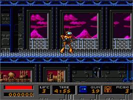 In game image of B.O.B. on the Sega Genesis.