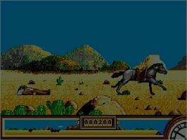 In game image of Back to the Future III on the Sega Genesis.