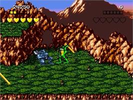 In game image of Battletoads on the Sega Genesis.