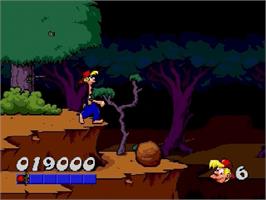 In game image of Bubba 'n' Stix on the Sega Genesis.