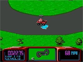 In game image of Championship Pro-am on the Sega Genesis.