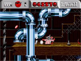 In game image of Cool Spot on the Sega Genesis.