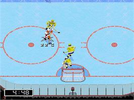 In game image of Elitserien 96 on the Sega Genesis.
