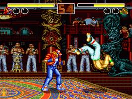 In game image of Fatal Fury - King of Fighters / Garou Densetsu - shukumei no tatakai on the Sega Genesis.