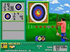 In game image of Games: Summer Challenge, The on the Sega Genesis.