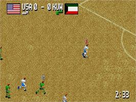 In game image of Head-On Soccer on the Sega Genesis.