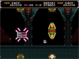 In game image of Hellfire on the Sega Genesis.