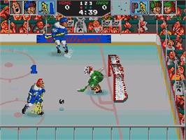 In game image of Hit the Ice - The Video Hockey League on the Sega Genesis.