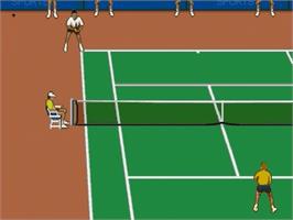 In game image of Img International Tour Tennis on the Sega Genesis.