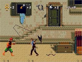 In game image of Instruments Of Chaos Starring Young Indiana Jones on the Sega Genesis.