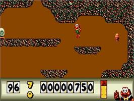 In game image of James Pond on the Sega Genesis.